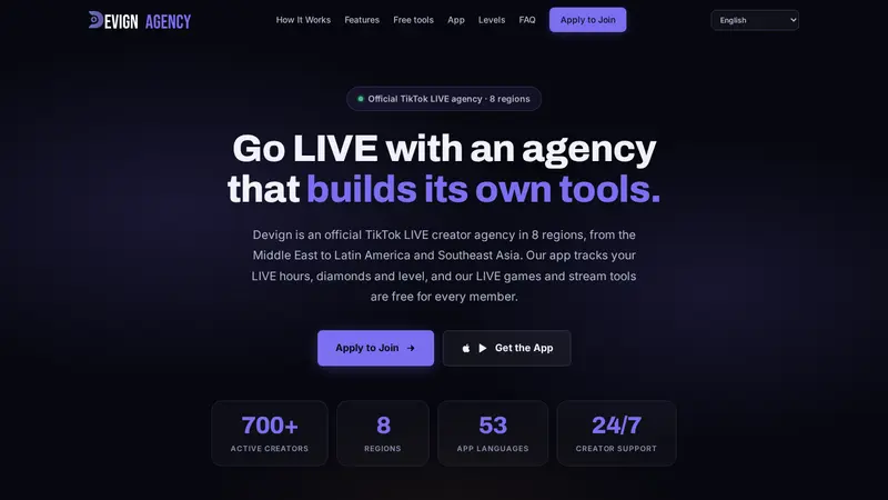 Devign Creator Agency: its public website