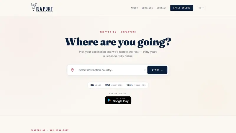 Visa-Port: its public website